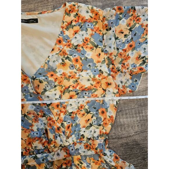 Pretty garden wrap ruffle dress womens xxl plus 2x orange cottage floral midi - Picture 5 of 9